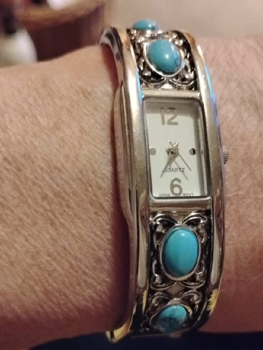 Turquoise Stone Bangle Watch Needs Battery